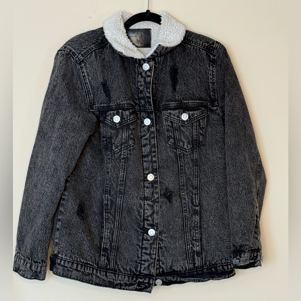 Refuge Black Jean Jacket with Cream Collar
